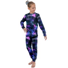 Abstract Atom Background Kids  Long Sleeve Set 