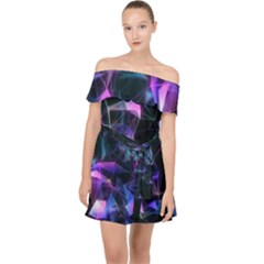 Abstract Atom Background Off Shoulder Chiffon Dress by Mariart