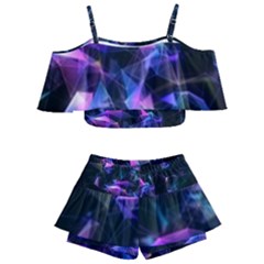 Abstract Atom Background Kids  Off Shoulder Skirt Bikini