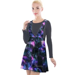 Abstract Atom Background Plunge Pinafore Velour Dress