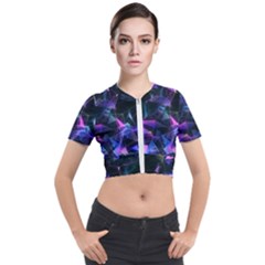 Abstract Atom Background Short Sleeve Cropped Jacket