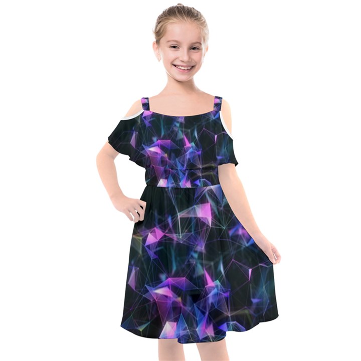 Abstract Atom Background Kids  Cut Out Shoulders Chiffon Dress