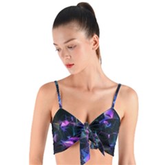 Abstract Atom Background Woven Tie Front Bralet