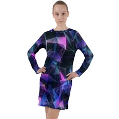 Abstract Atom Background Long Sleeve Hoodie Dress