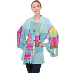 Ice Cream Parlour Long Sleeve Velvet Kimono  by HermanTelo