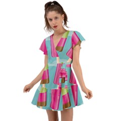 Ice Cream Parlour Flutter Sleeve Wrap Dress by HermanTelo