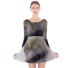 Wolf Evil Monster Long Sleeve Velvet Skater Dress