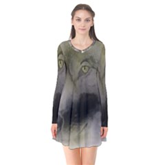 Wolf Evil Monster Long Sleeve V-neck Flare Dress