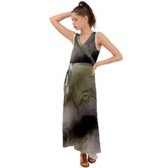 Wolf Evil Monster V-neck Chiffon Maxi Dress by HermanTelo