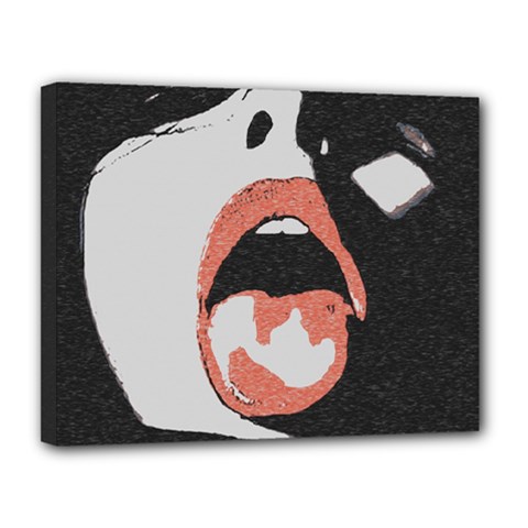 Wide Open And Ready - Kinky Girl Face In The Dark Canvas 14  X 11  (stretched) by Casemiro