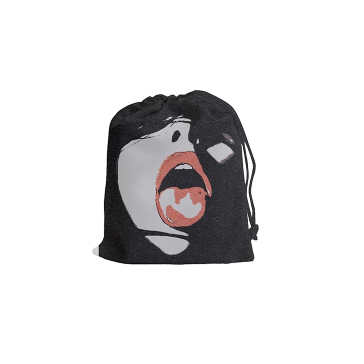 Wide open and ready - kinky girl face in the dark Drawstring Pouch (Small)