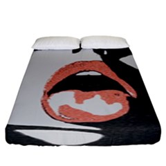 Wide Open And Ready - Kinky Girl Face In The Dark Fitted Sheet (king Size) by Casemiro