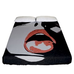 Wide Open And Ready - Kinky Girl Face In The Dark Fitted Sheet (california King Size) by Casemiro