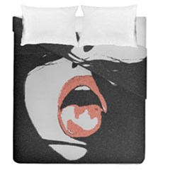 Wide Open And Ready - Kinky Girl Face In The Dark Duvet Cover Double Side (queen Size) by Casemiro