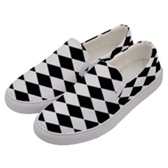 Black And White Rhombus Men s Canvas Slip Ons