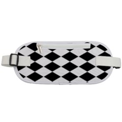 Black And White Rhombus Rounded Waist Pouch by ElenaIndolfiStyle