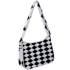 Black And White Rhombus Zip Up Shoulder Bag