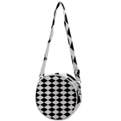 Black And White Rhombus Crossbody Circle Bag