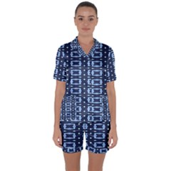 Geometry Blocks Satin Short Sleeve Pyjamas Set by Sparkle