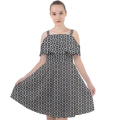 Black And White Triangles Cut Out Shoulders Chiffon Dress