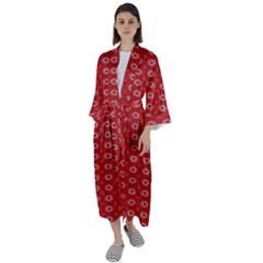 Red Kalider Maxi Satin Kimono