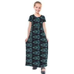 Digital Traingles Kids  Short Sleeve Maxi Dress by Sparkle