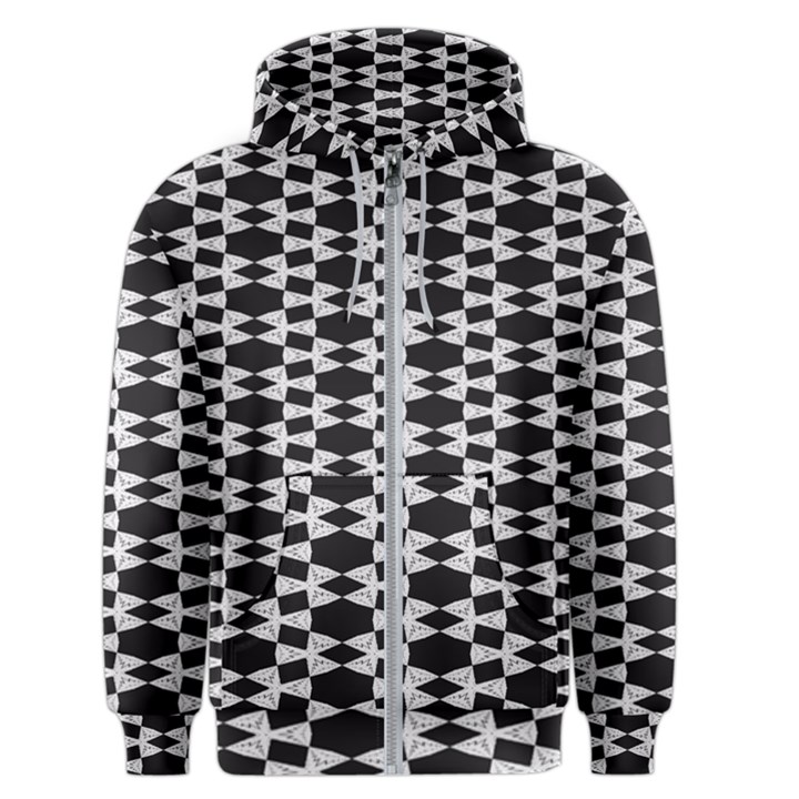 Black And White Triangles Men s Zipper Hoodie