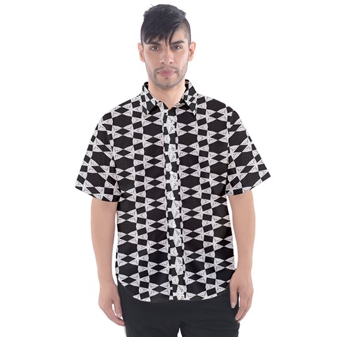 Black And White Triangles Men s Short Sleeve Shirt by Sparkle