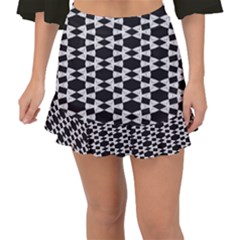 Black And White Triangles Fishtail Mini Chiffon Skirt by Sparkle