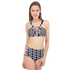 Black And White Triangles Cage Up Bikini Set by Sparkle