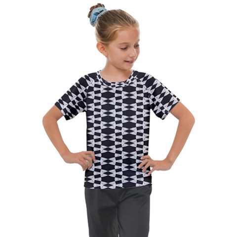 Black And White Triangles Kids  Mesh Piece Tee by Sparkle