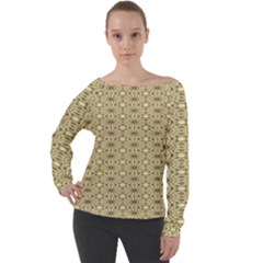 Digital Flowers Off Shoulder Long Sleeve Velour Top by Sparkle