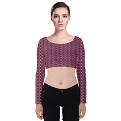 Digital Waves Velvet Long Sleeve Crop Top by Sparkle