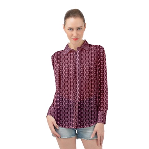 Digital Waves Long Sleeve Chiffon Shirt by Sparkle