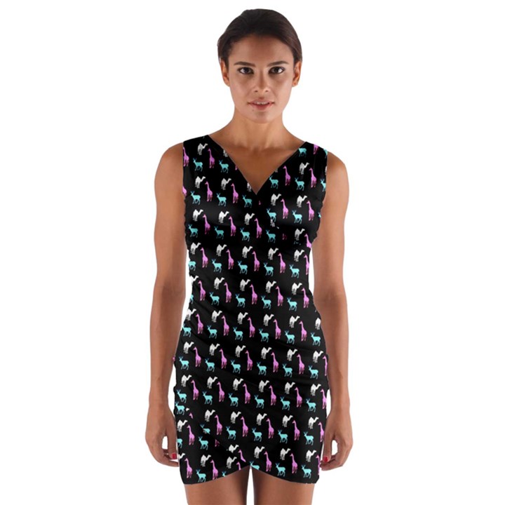 Animalsss Wrap Front Bodycon Dress