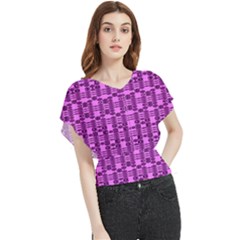 Digital Violet Butterfly Chiffon Blouse