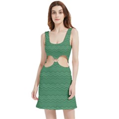 Digital Waves Velvet Cutout Dress