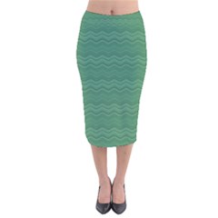 Digital Waves Velvet Midi Pencil Skirt by Sparkle