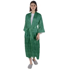 Digital Waves Maxi Satin Kimono