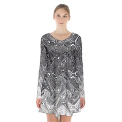 Grey Glow Cartisia Long Sleeve Velvet V-neck Dress