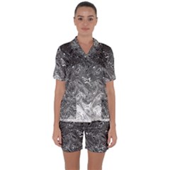 Grey Glow Cartisia Satin Short Sleeve Pyjamas Set by Sparkle