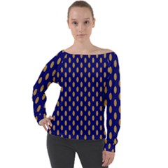 Polka Dots Off Shoulder Long Sleeve Velour Top