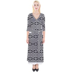 Optical Illusion Quarter Sleeve Wrap Maxi Dress by Sparkle