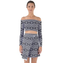 Optical Illusion Off Shoulder Top With Skirt Set by Sparkle