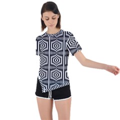 Optical Illusion Asymmetrical Short Sleeve Sports Tee