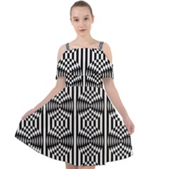 Optical Illusion Cut Out Shoulders Chiffon Dress