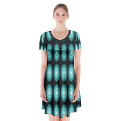 Mandala Pattern Short Sleeve V-neck Flare Dress by Sparkle