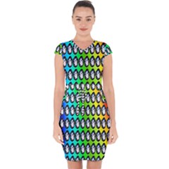 Geometric Balls Capsleeve Drawstring Dress 