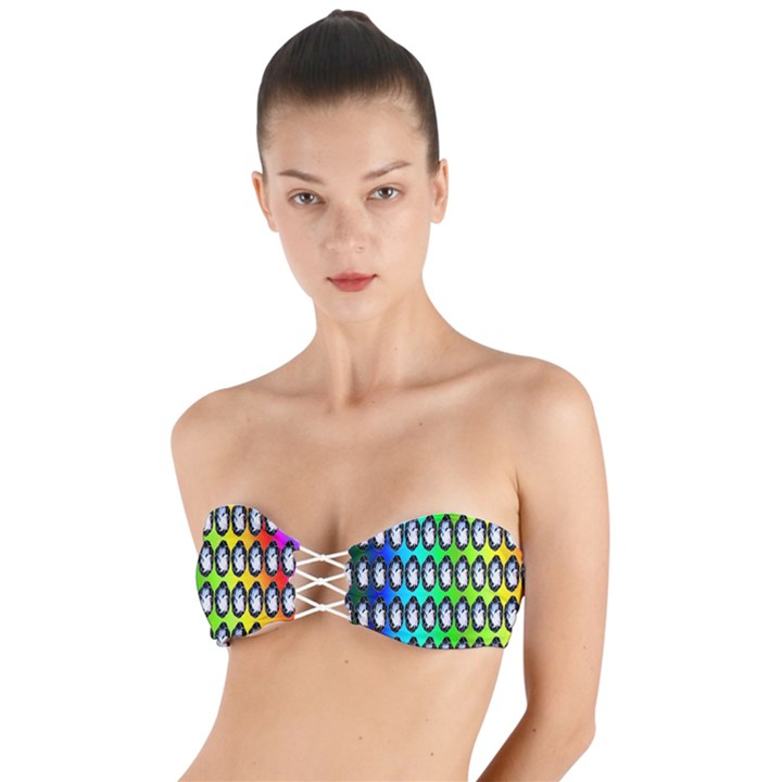 Geometric Balls Twist Bandeau Bikini Top