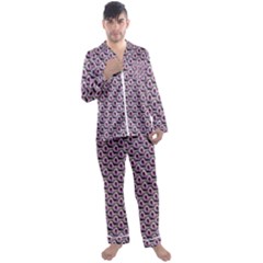 Flowers Pattern Men s Long Sleeve Satin Pyjamas Set